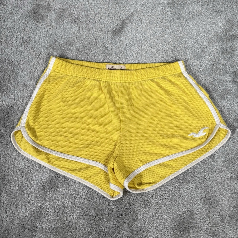Hollister Shorts Womens XS Yellow Waffle Knit Dolphin Low Rise Booty‎ Micro Y2K